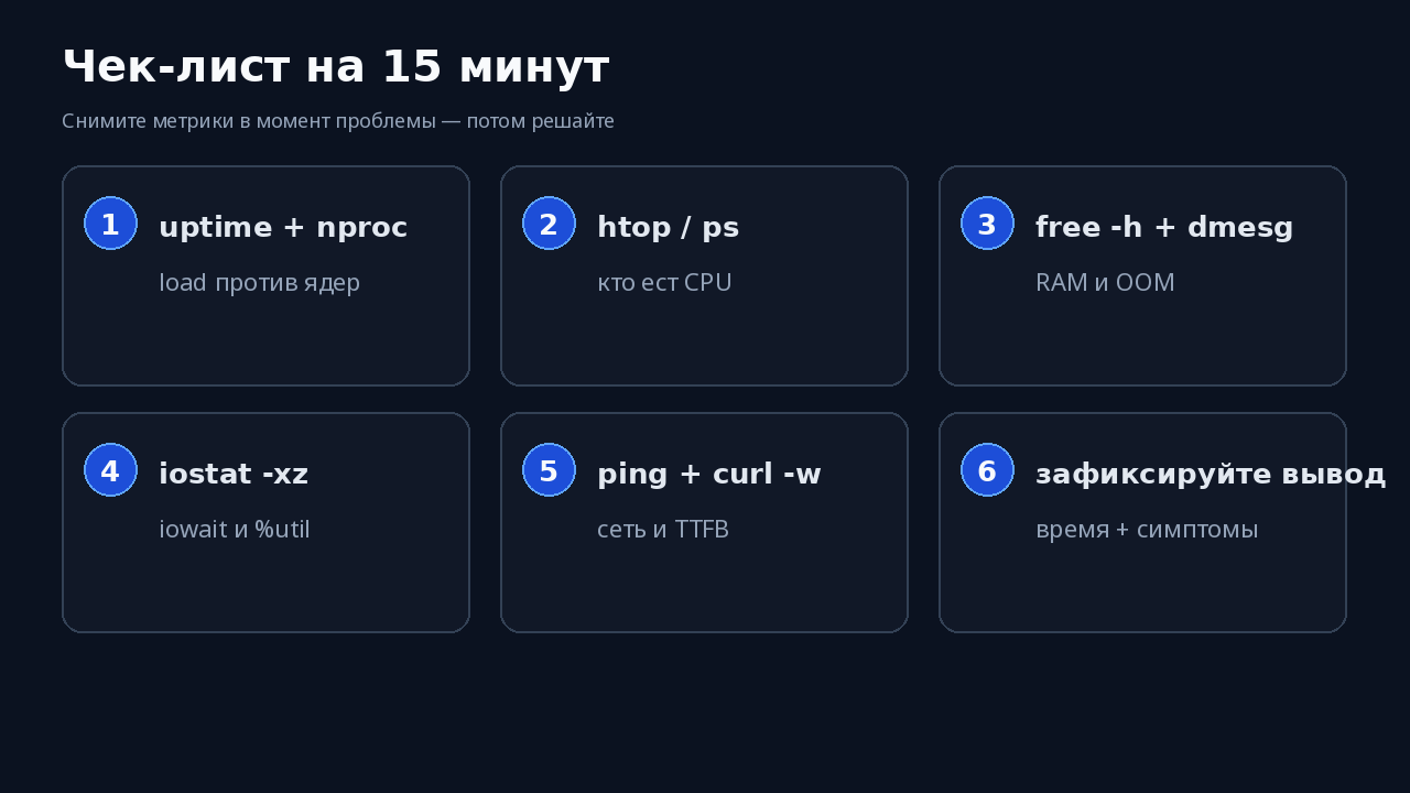 Чек-лист диагностики VPS за 15 минут
